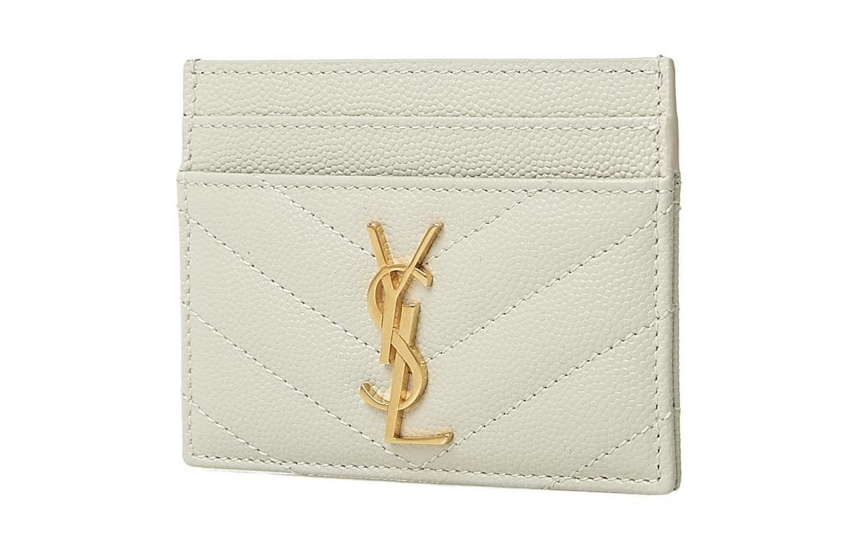 Saint Laurent Monogramme Quilted Card Holder Vintage White