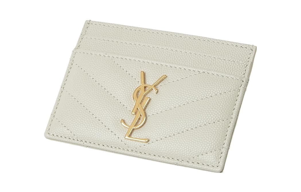 Saint Laurent Monogramme Quilted Card Holder Vintage White