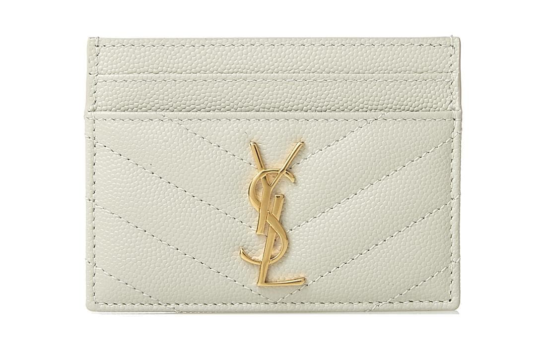 Saint Laurent Monogramme Quilted Card Holder Vintage White