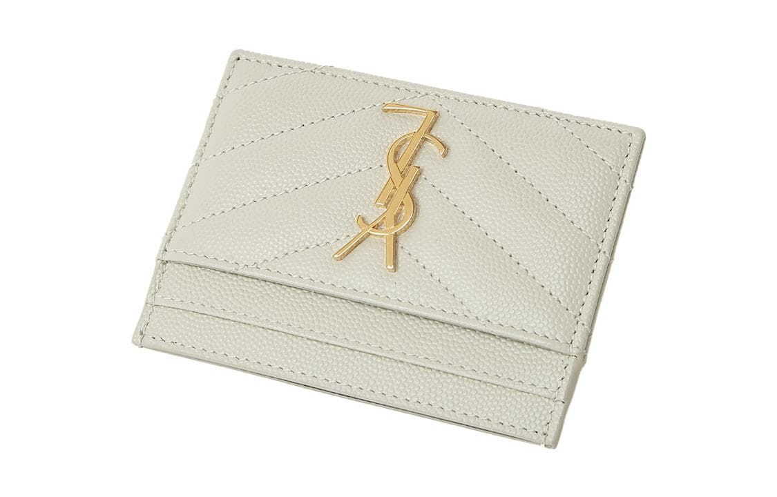 Saint Laurent Monogramme Quilted Card Holder Vintage White
