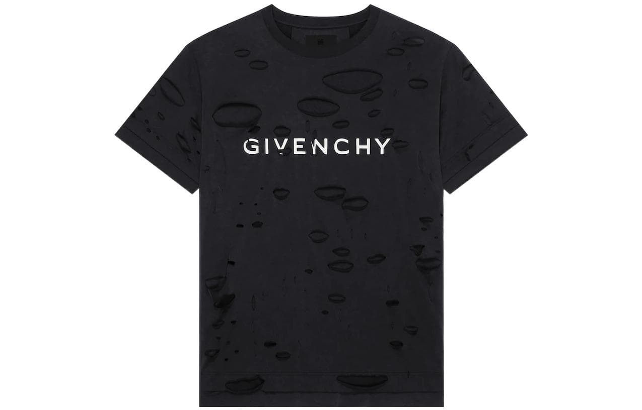 Givenchy SS23 Logo Print Distressed T-Shirt Black