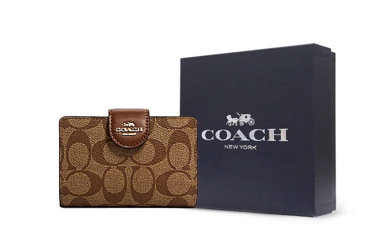 COACH Corner Zip Medium Brown