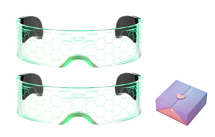 AAJF Y2K Cyberpunk LED Sunglasses White