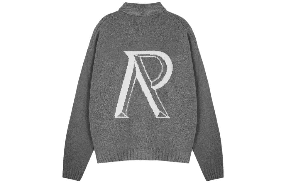 REPRESENT Letter Print Polo Sweater Gray