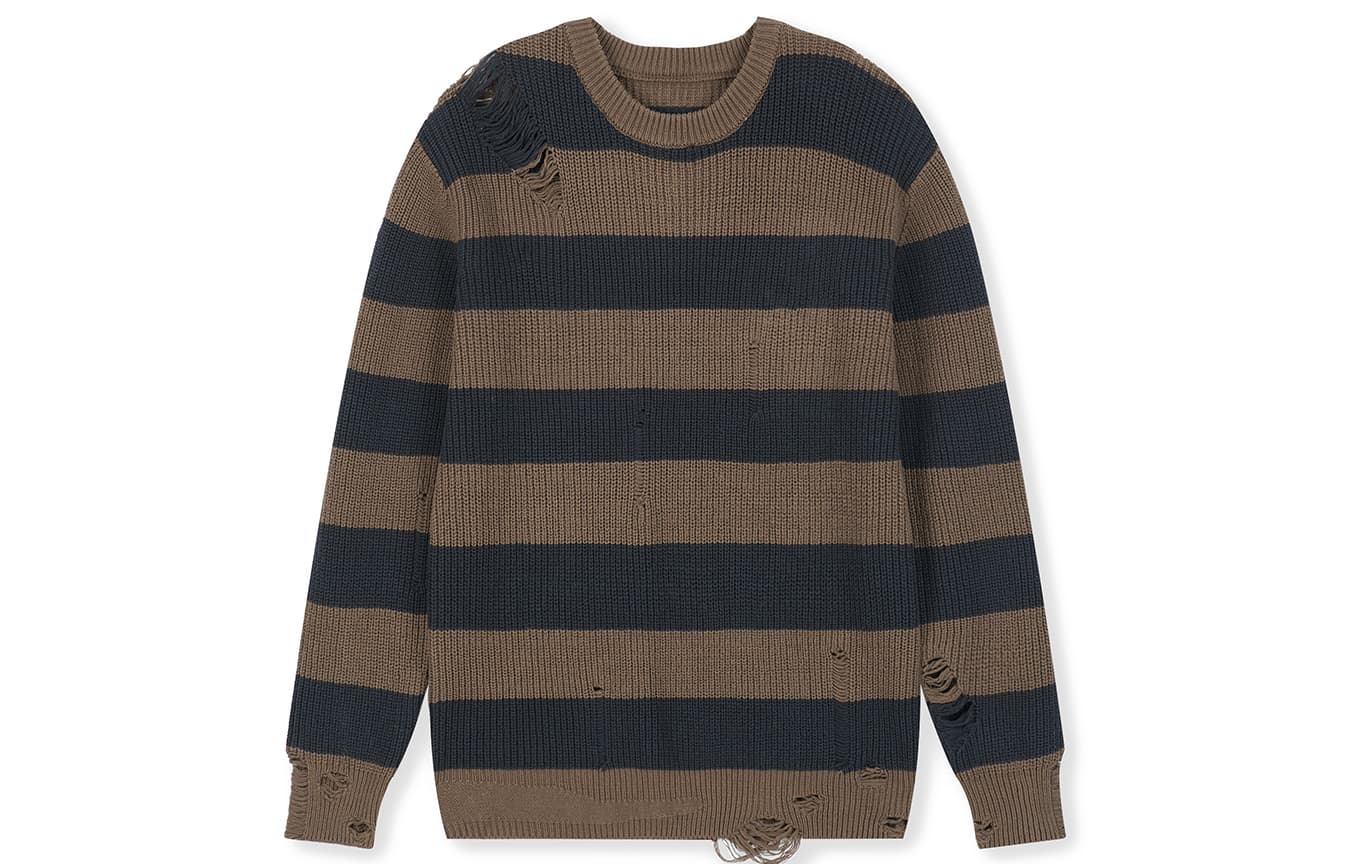 BONELESS Distressed Colorblock Sweater