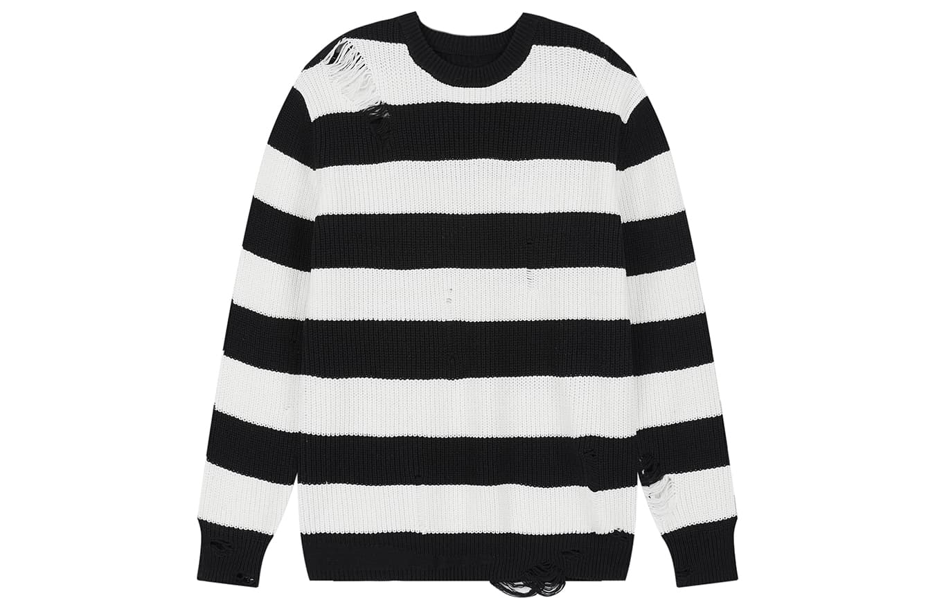 BONELESS Distressed Colorblock Sweater