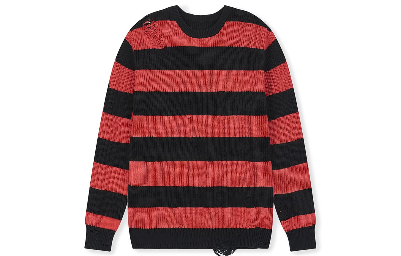 BONELESS Distressed Colorblock Sweater
