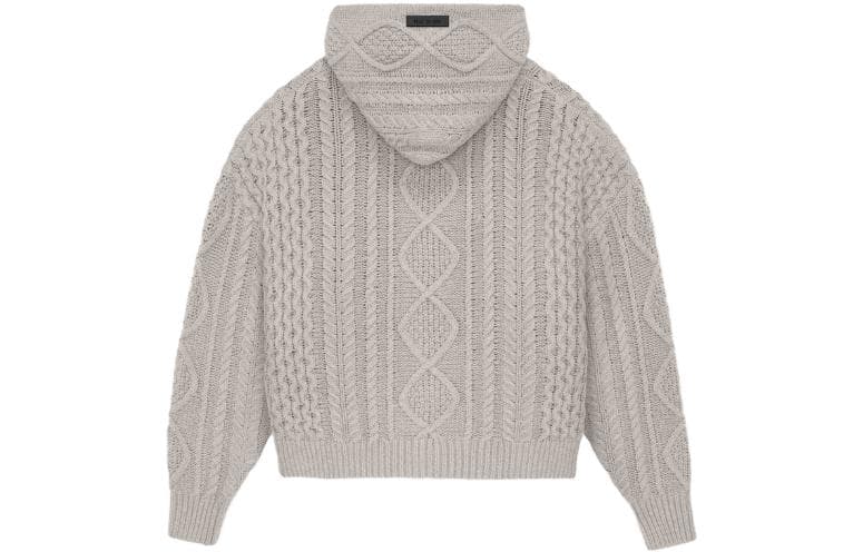 Fear of God Essentials Cable Knit Hoodie Silver Cloud