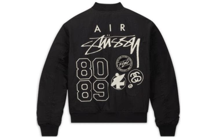 Nike x Stussy FW23 Logo Embroidered Reversible Jacket Black