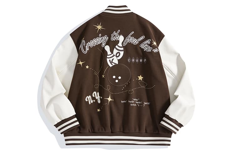 PEACEBIRD MEN Colorblock Embroidered Baseball Jacket