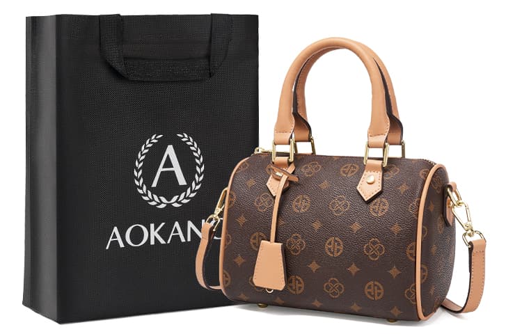 AOKANG Boston Bag Coffee/Off-White