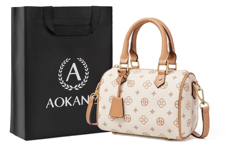 AOKANG Boston Bag Coffee/Off-White