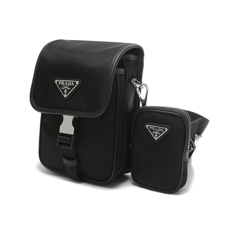 Prada Re-Nylon Triangle Logo Crossbody Bag Black