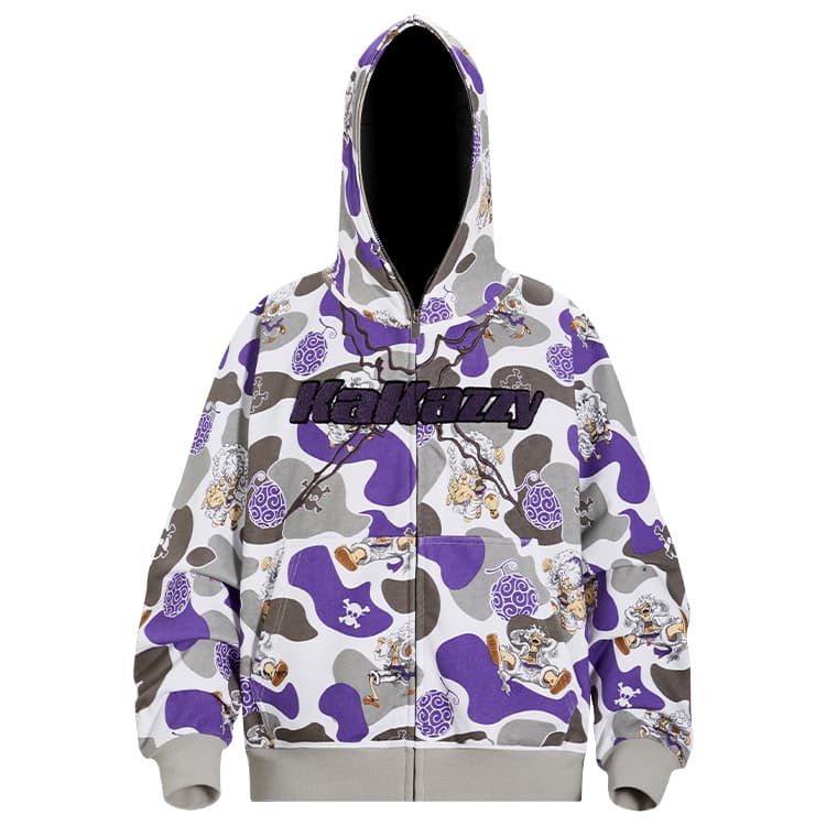 KAKAZZY Camo Zip Hoodie Grey