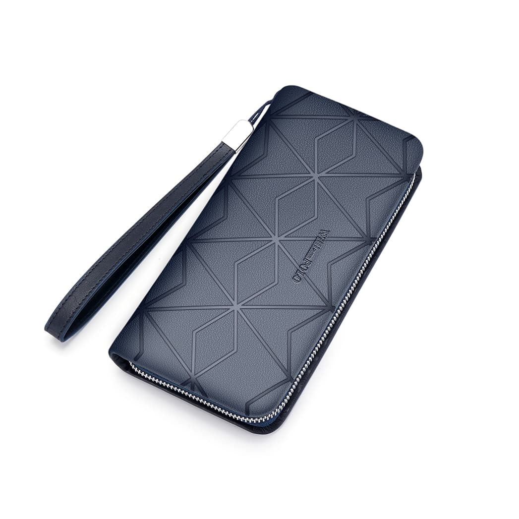 WilliamPOLO Geometric Leather Clutch Black/Blue