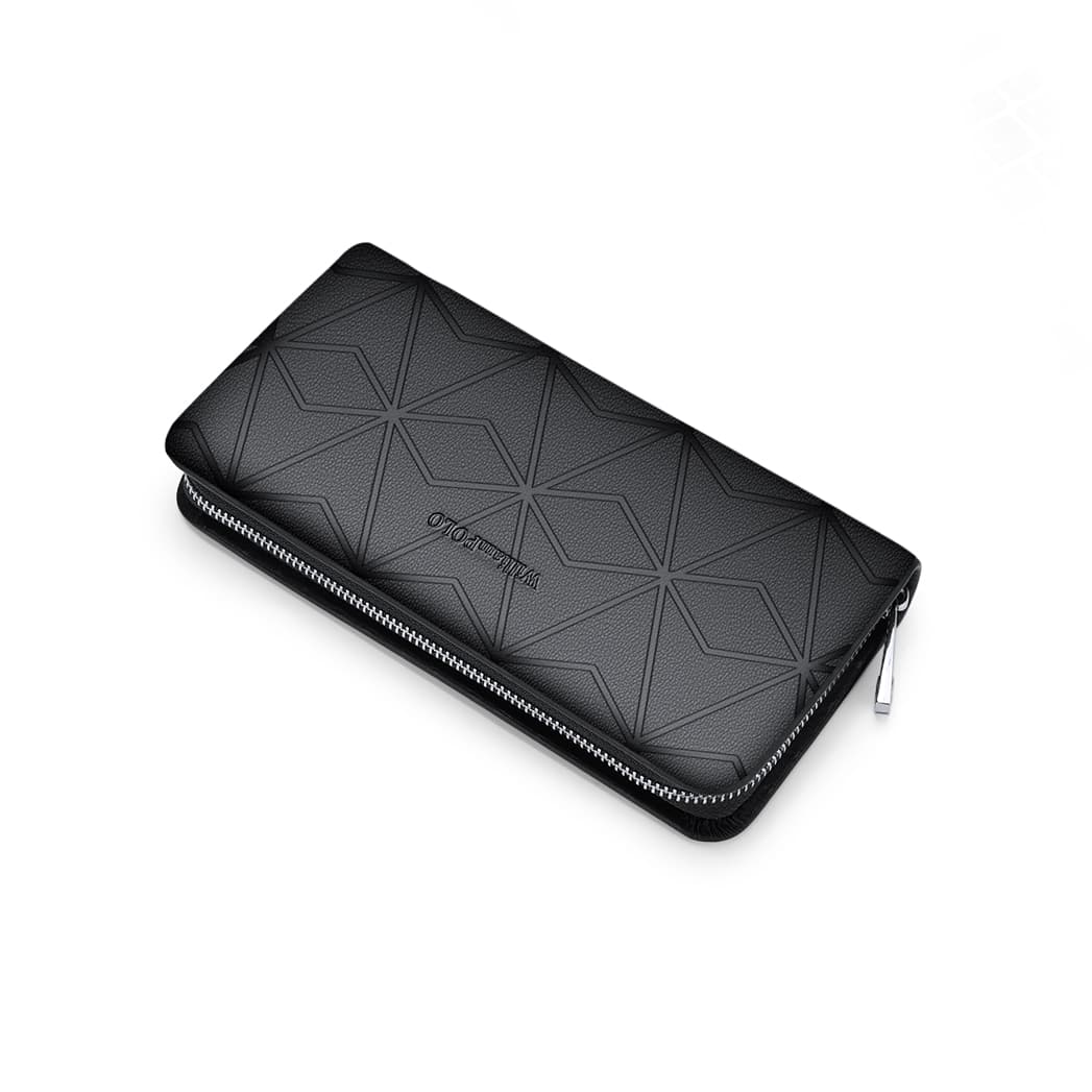 WilliamPOLO Geometric Leather Clutch Black/Blue