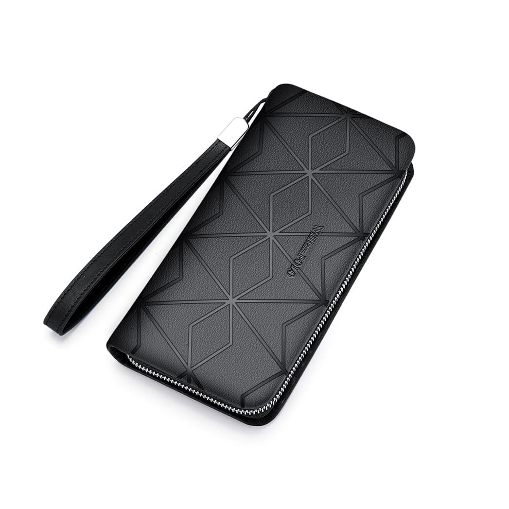 WilliamPOLO Geometric Leather Clutch Black/Blue