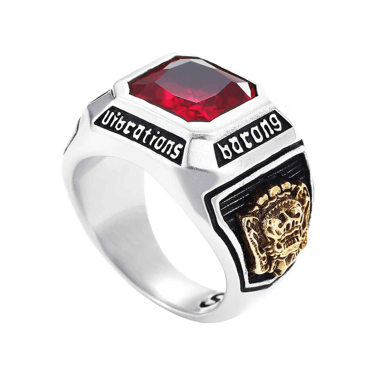 Yamagata Dragon Lion Gemstone Ring 925 Silver