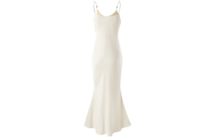 Peacebird Jacquard Slip Dress Beige