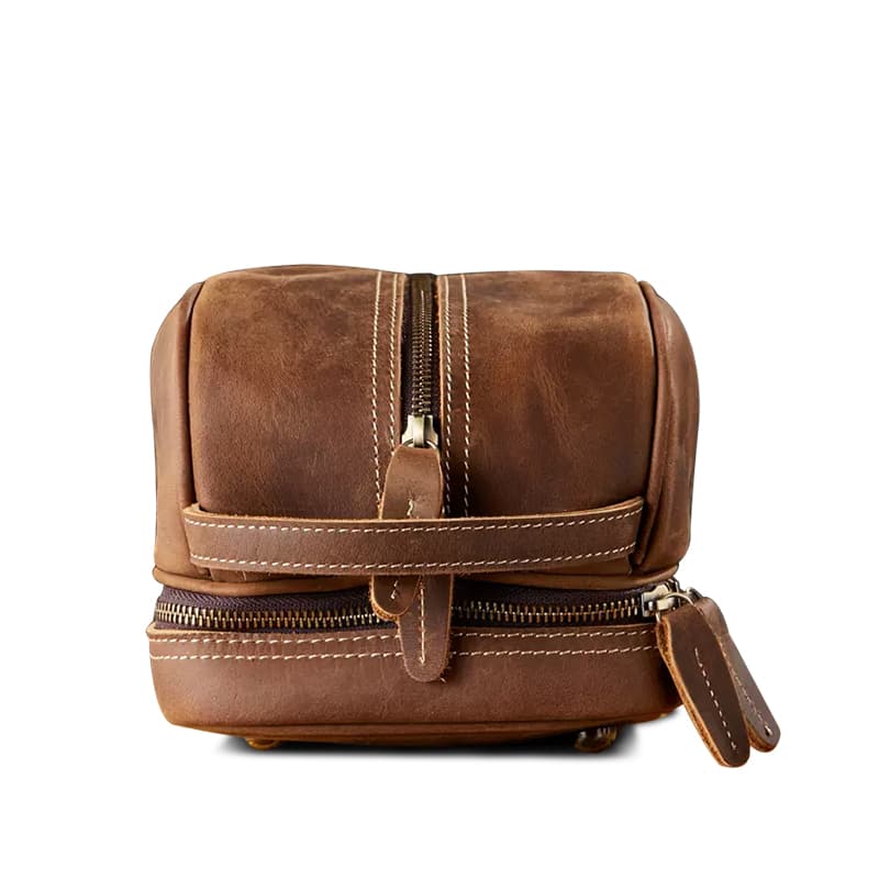 Simple&nature Deep Brown Leather Makeup Bag