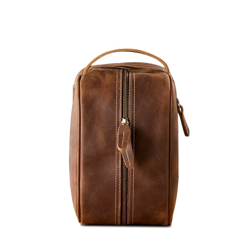Simple&nature Deep Brown Leather Makeup Bag