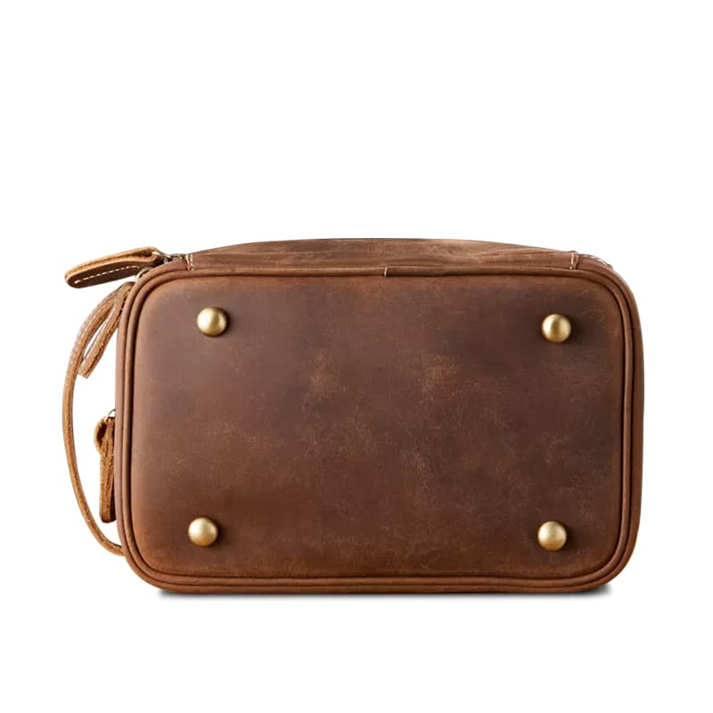 Simple&nature Deep Brown Leather Makeup Bag