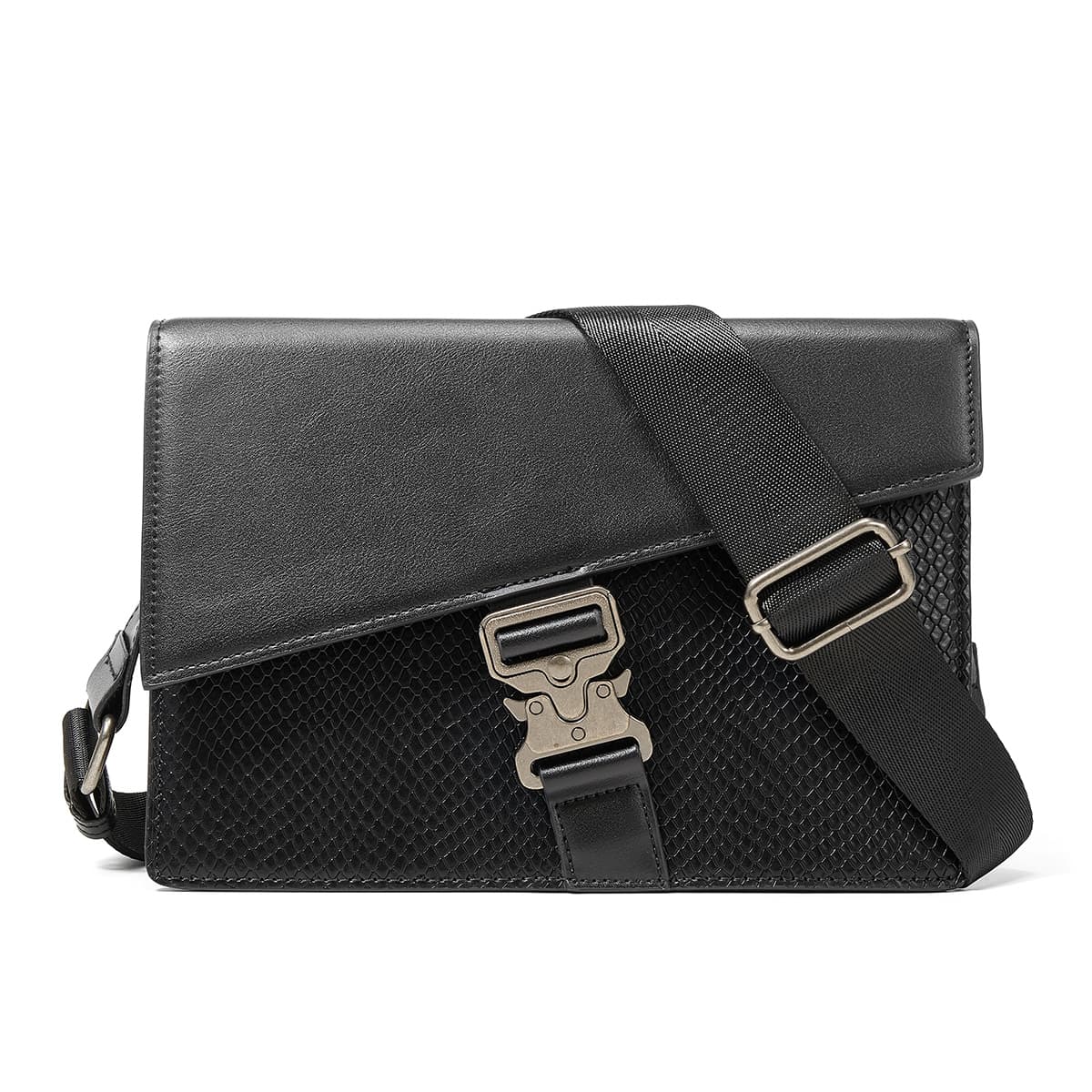 Kurotaya Irregular Snake Lock Shoulder Bag Black