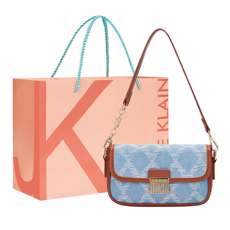 Jane Klain Retro Canvas Shoulder Bag Blue/Brown