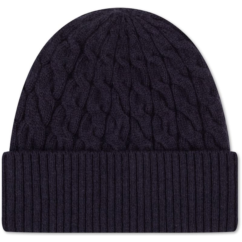 Tommy Hilfiger Wool Blend Cable Knit Beanie Navy