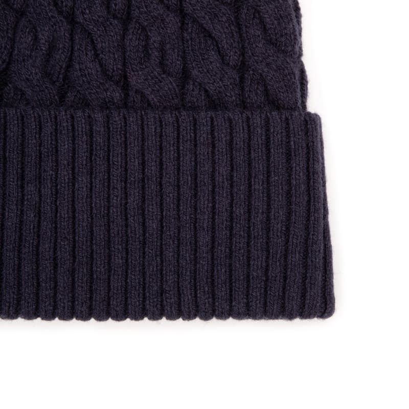 Tommy Hilfiger Wool Blend Cable Knit Beanie Navy
