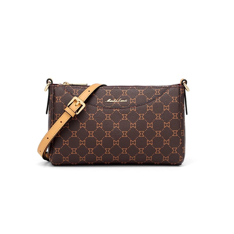 Mashalanti PVC Shoulder Bag Deep Brown Apricot