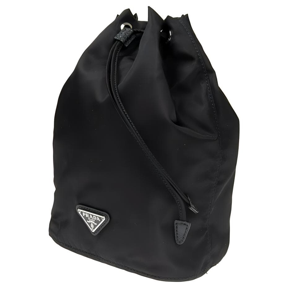 Prada Logo Drawstring Pouch Black