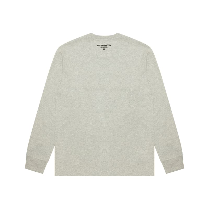 Aape FW24 Grey Crewneck Long Sleeve Tee