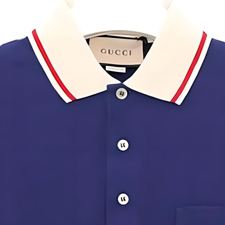Gucci SS23 Striped Polo Long Sleeve Tee Blue
