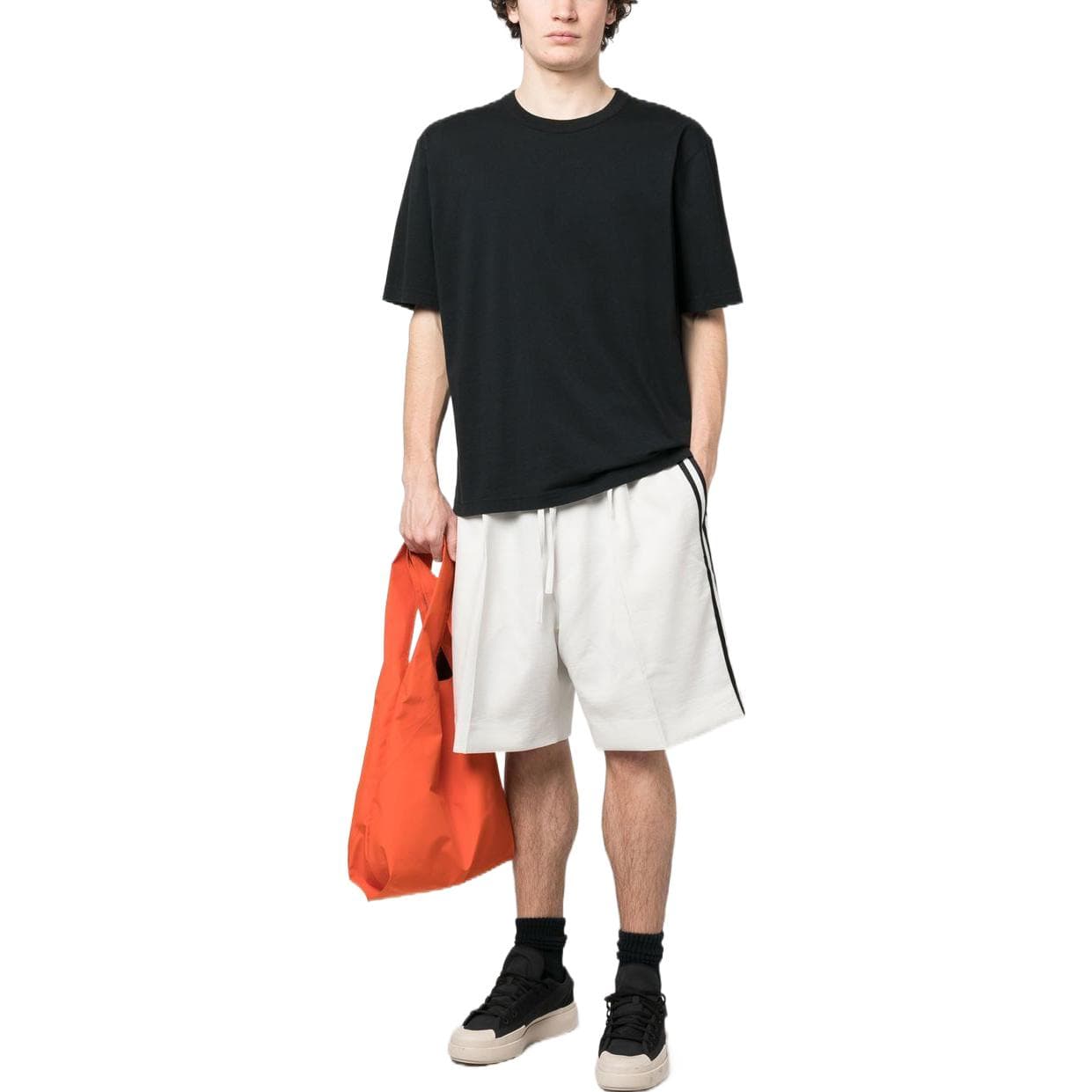 Y-3 Minimal Mid-Rise Logo Shorts Light Grey