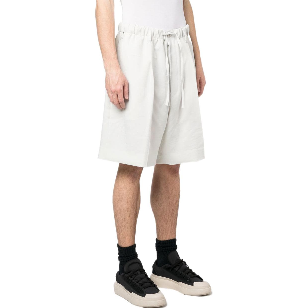 Y-3 Minimal Mid-Rise Logo Shorts Light Grey