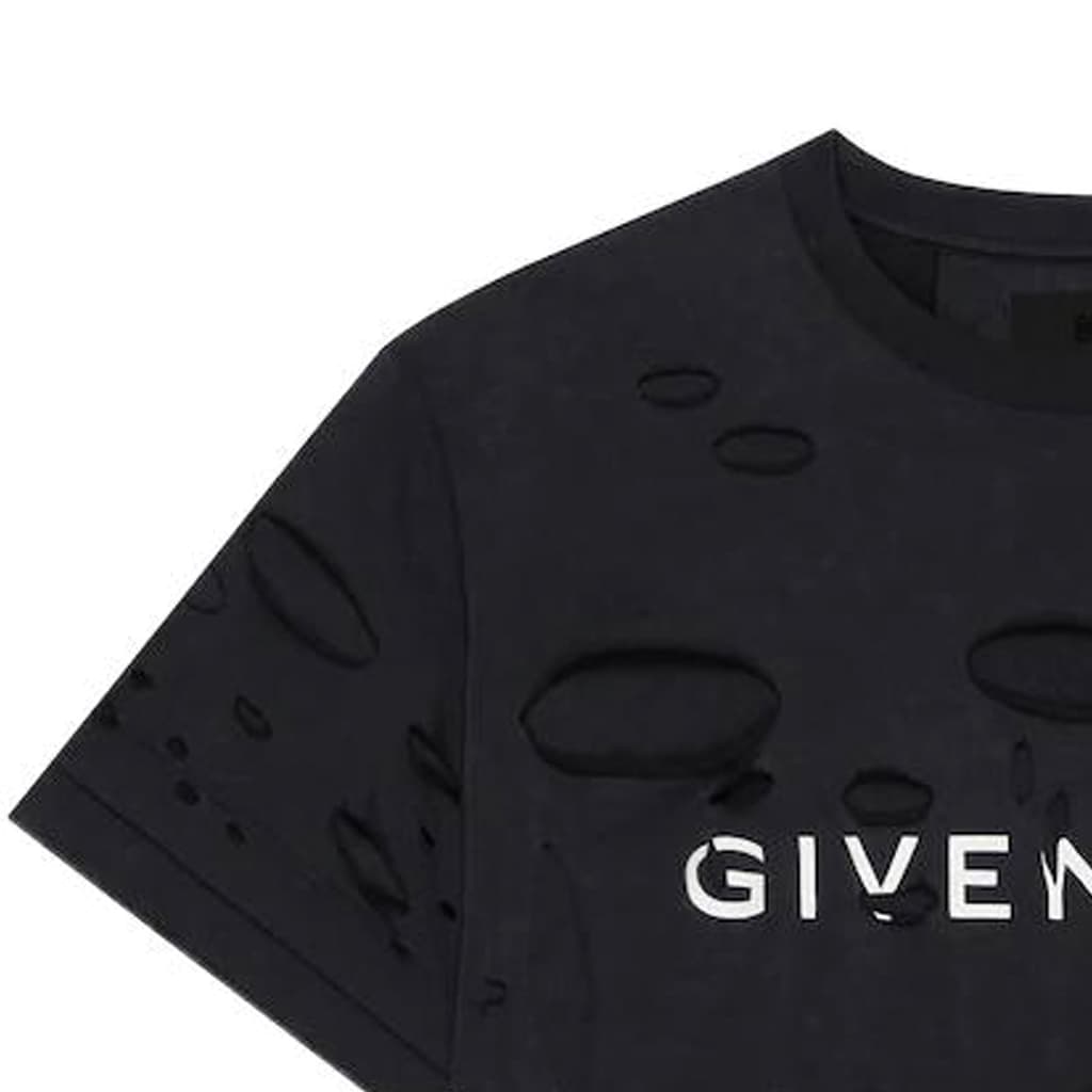 Givenchy SS23 Logo Print Distressed T-Shirt Black