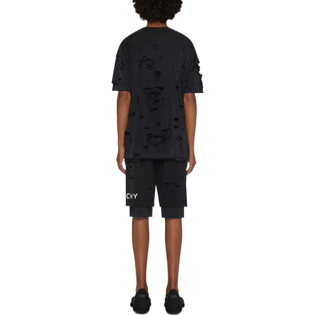 Givenchy SS23 Logo Print Distressed T-Shirt Black