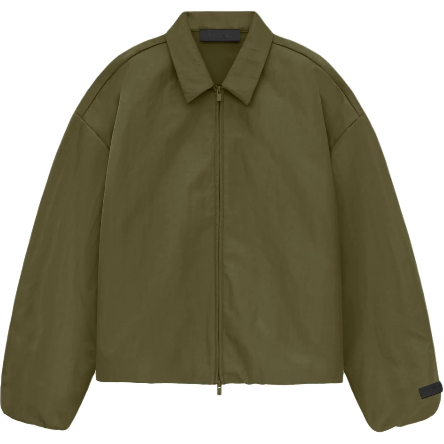Fear of God Essentials Fall24 BACK TO SCHOOL Textured Nylon Trucker Jacket MILITARY