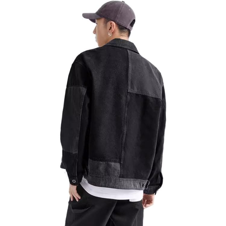 PEACEBIRD MEN Colorblock Denim Jacket Black