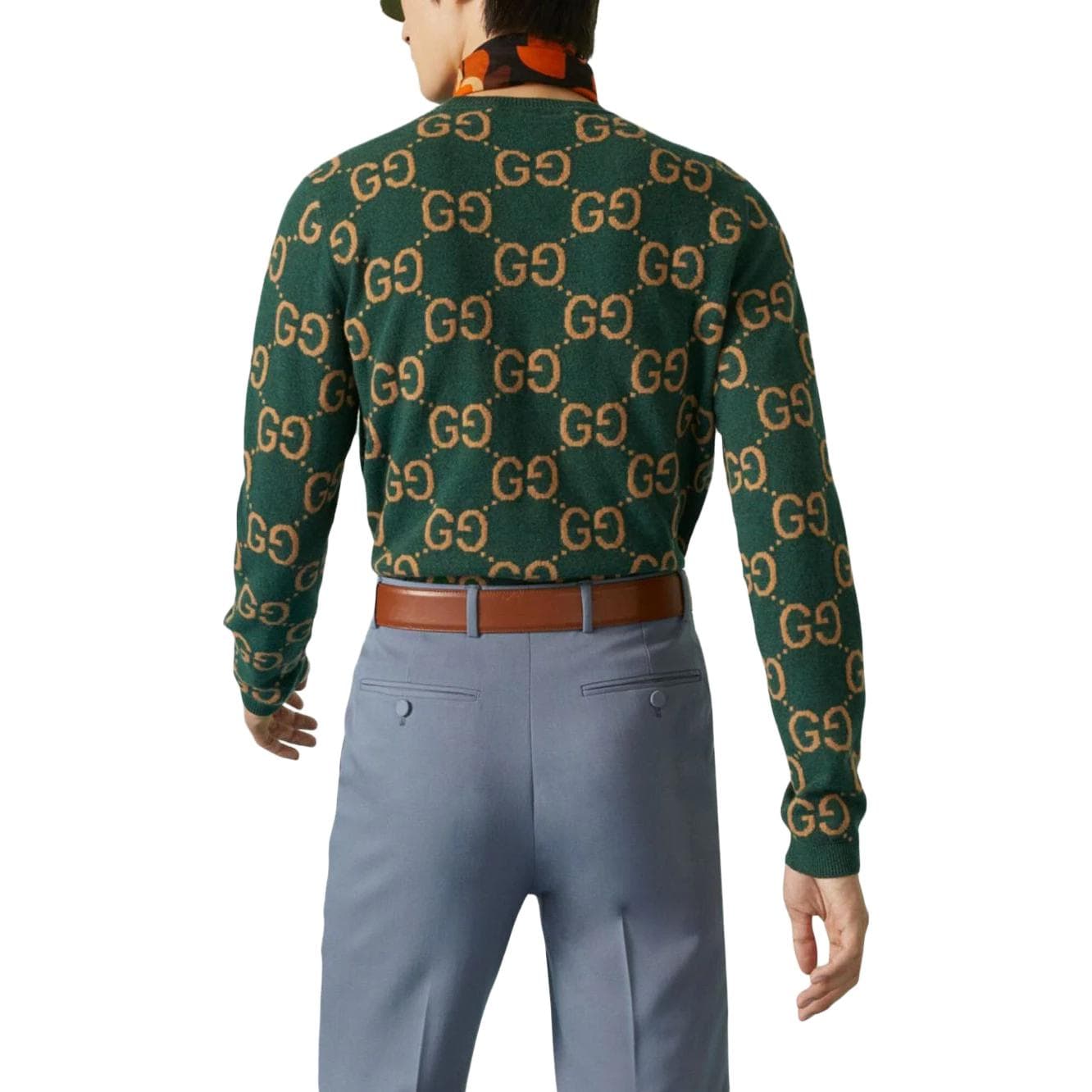 Gucci FW23 GG Jacquard Sweater Green
