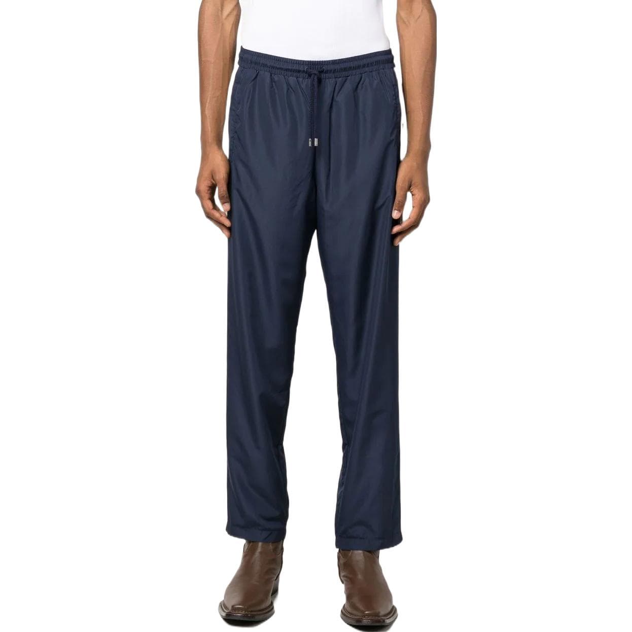 GUCCI FW22 Logo Stripe Knit Pants Blue