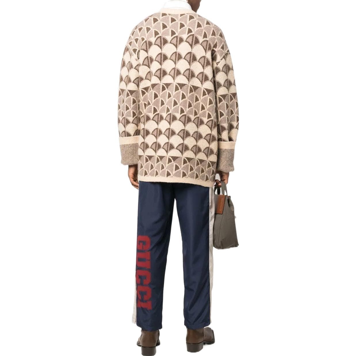 GUCCI FW22 Logo Stripe Knit Pants Blue