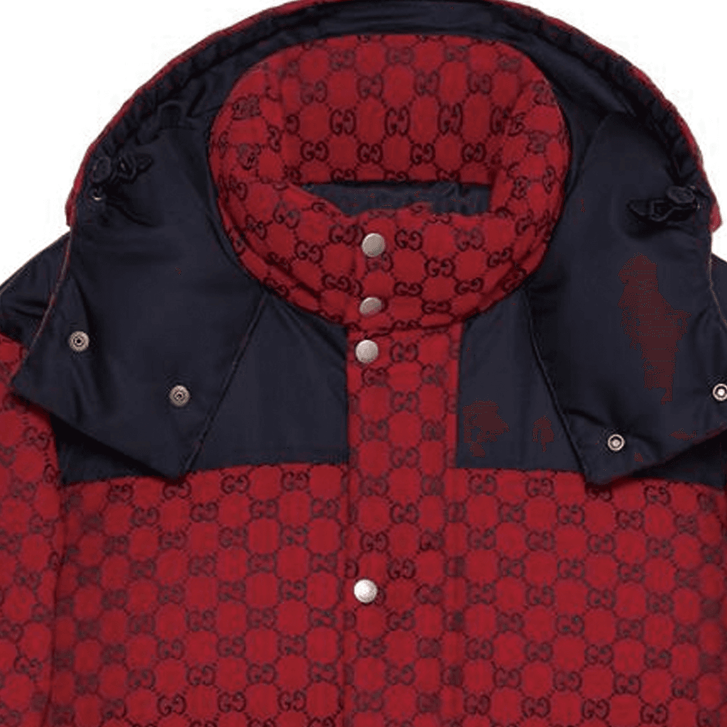 Gucci FW23 Printed Down Hoodie Jacket Red