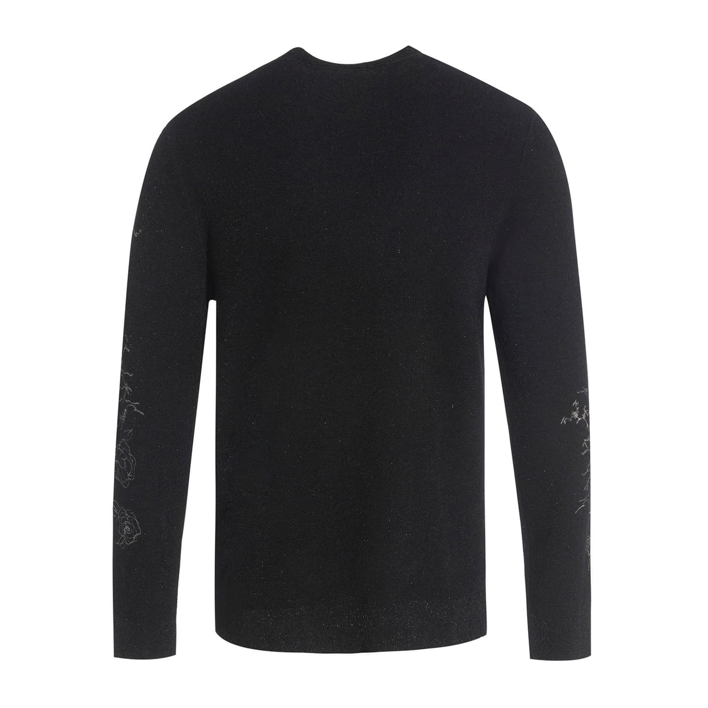 Andrew Mackenzie Vintage Animal Print Lightweight Crewneck Sweater Black
