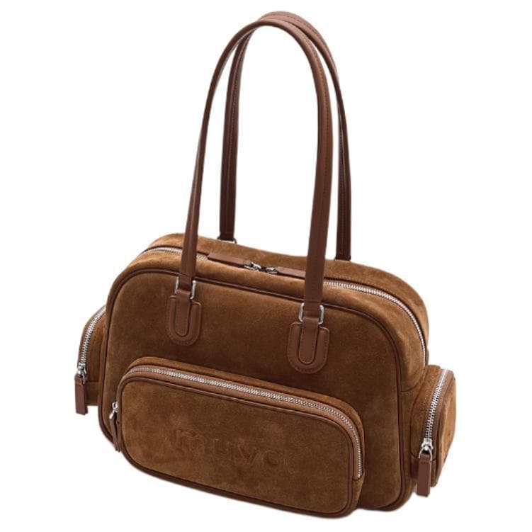 MUVA Large Leather Tote Olive/Maple Brown