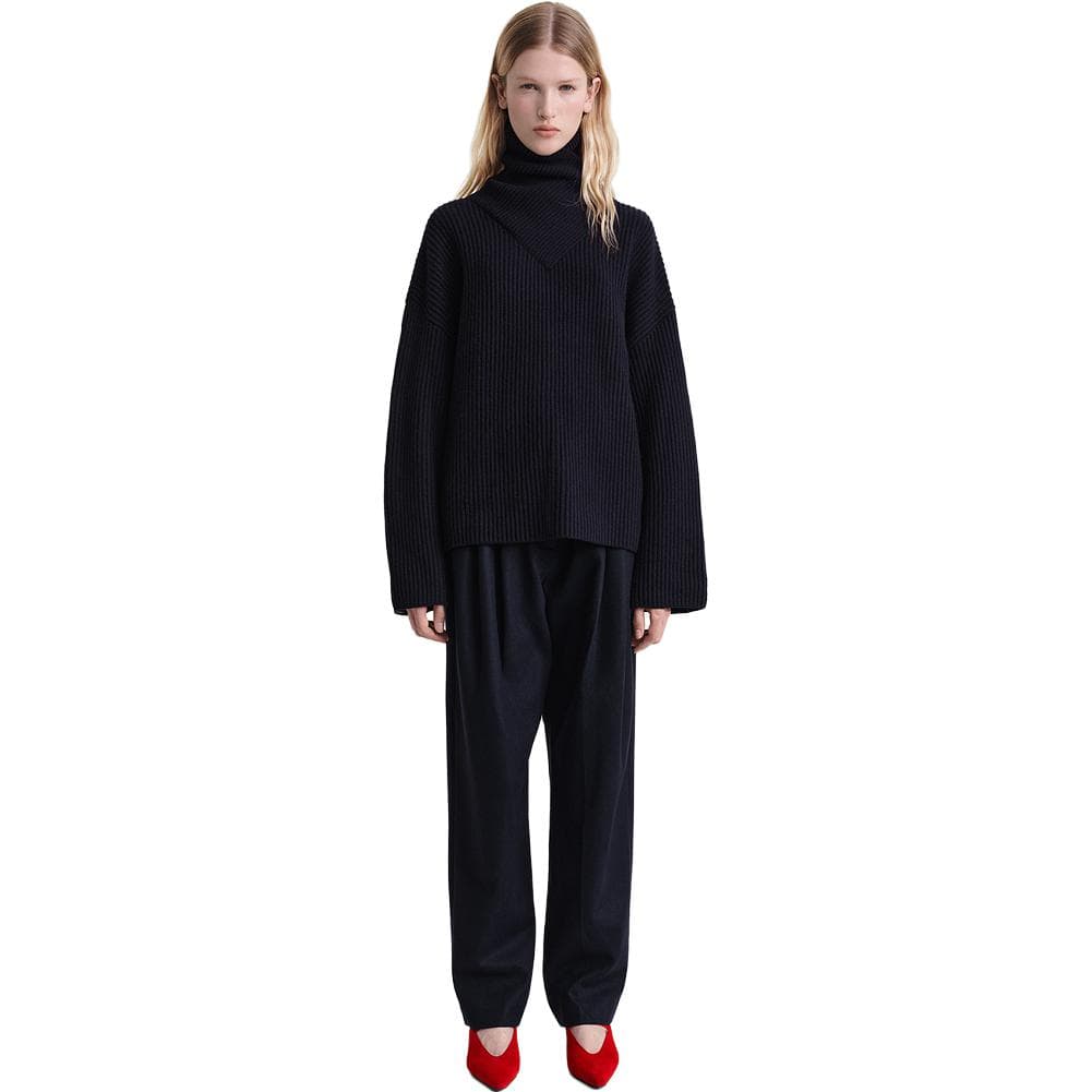 TOTEME FW23 Ribbed Turtleneck Sweater Navy