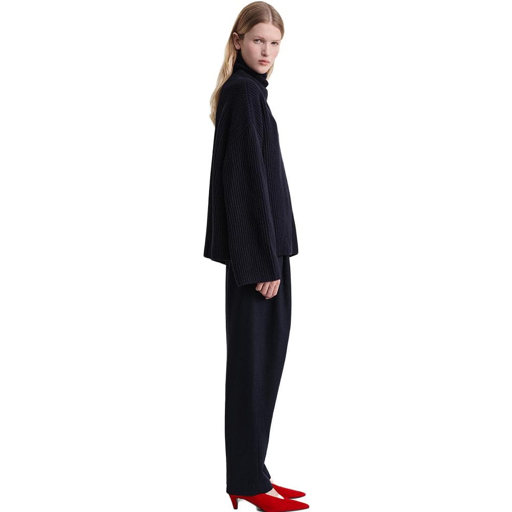 TOTEME FW23 Ribbed Turtleneck Sweater Navy
