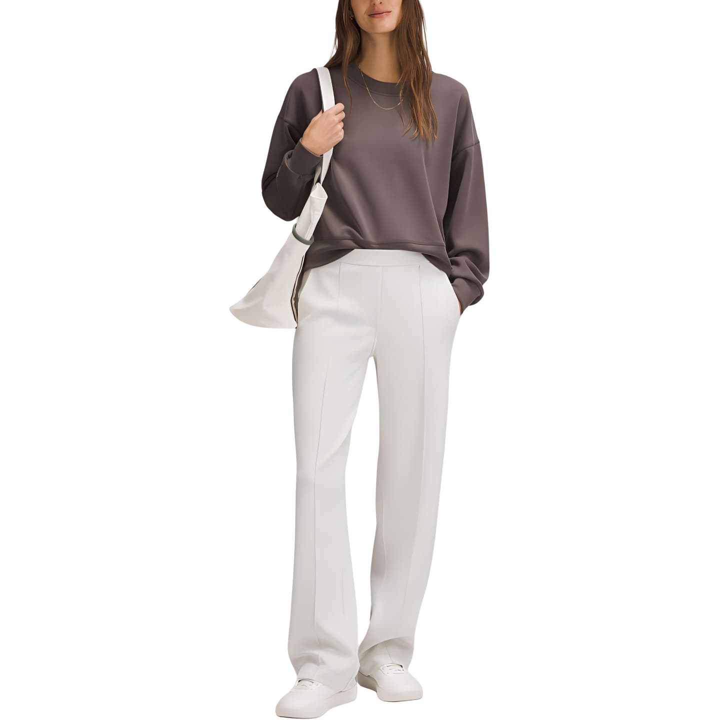 lululemon Softstreme Perfectly Oversized Cropped Crew Espresso