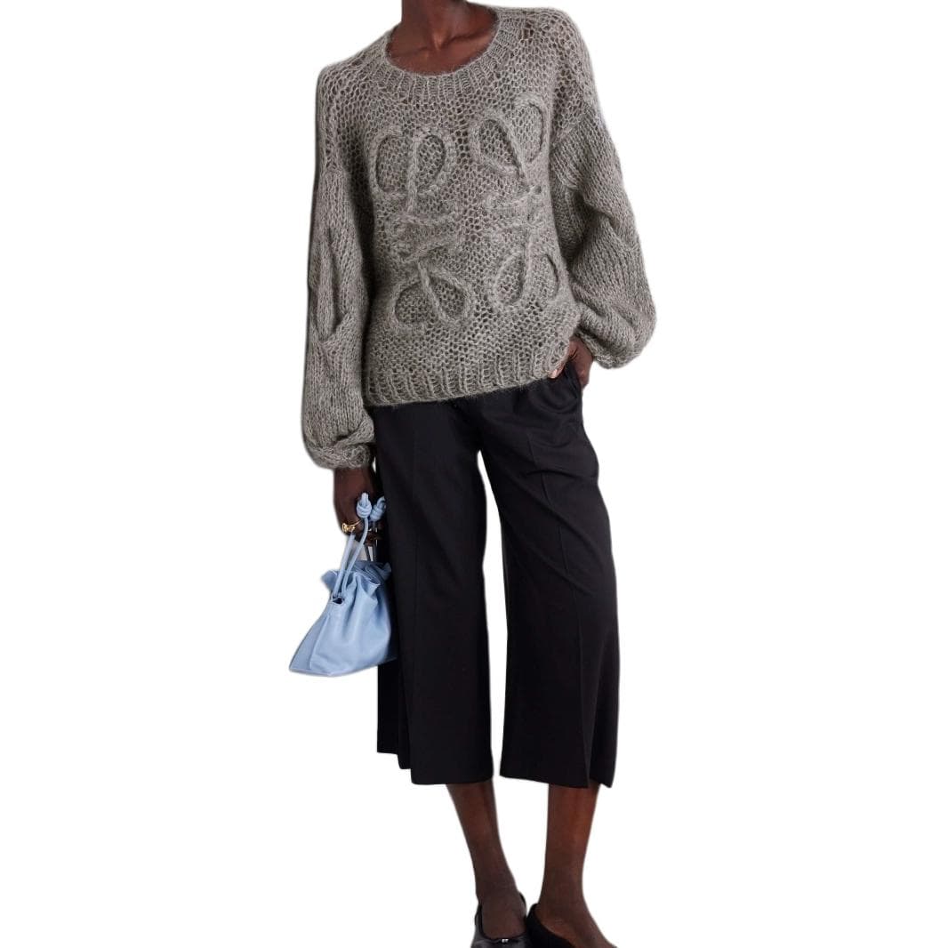 Loewe Hollow Knit Sweater Gray
